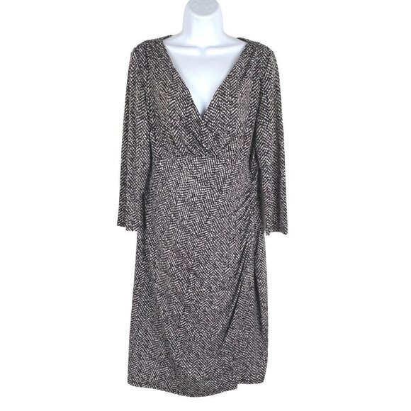 Lauren Ralph Lauren Dress V-Neck Crossover Printed Stretch Women's Size 14 - Picture 1 of 8